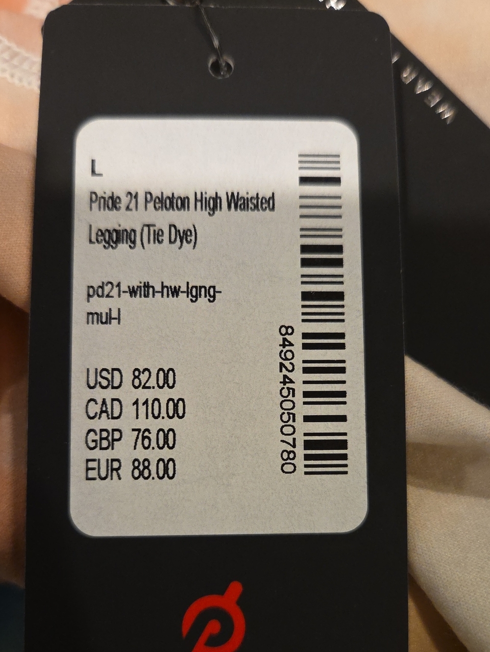 Peloton Black and Red Branded Legging Tag